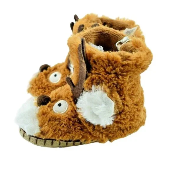 Little Blue House Kids Small 5 to 7 Brown Reindeer Cozy Slouch Slippers New - Picture 4 of 5